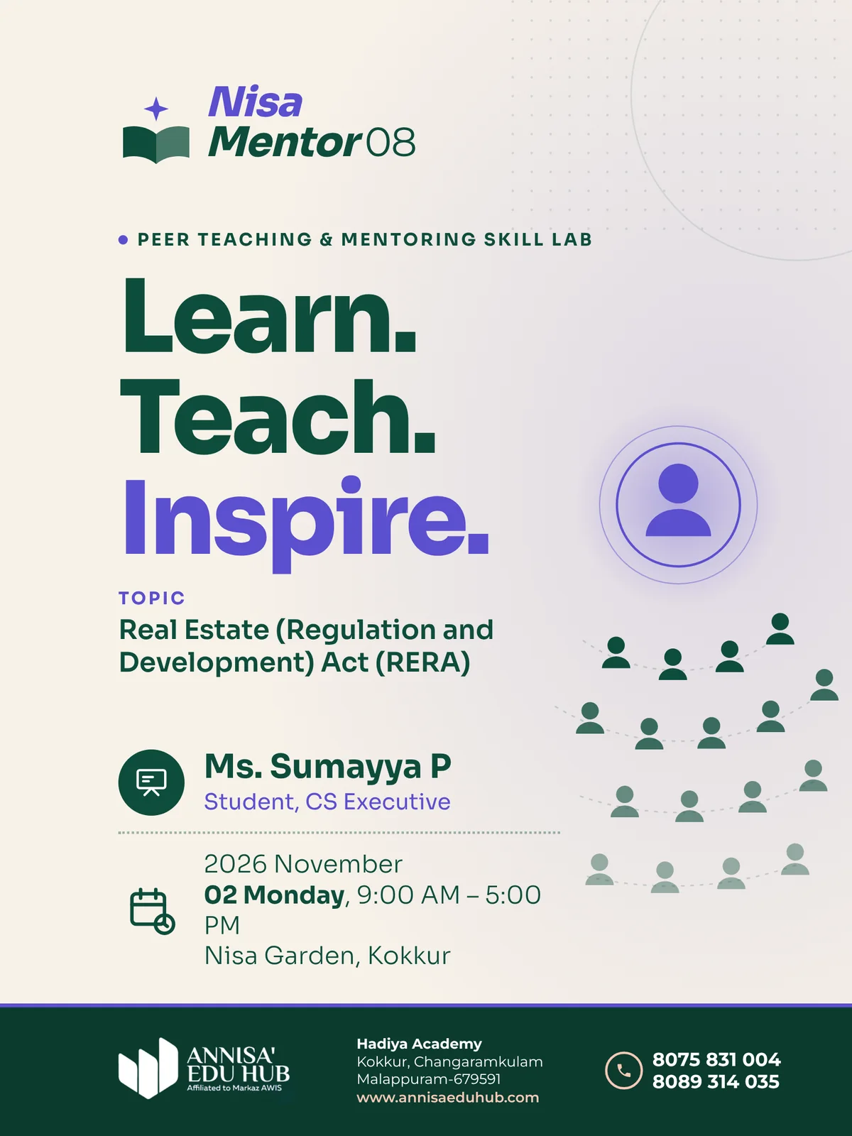 Nisa Mentor 08: Real Estate (Regulation and Development) Act (RERA), by Ms. Sumayya P