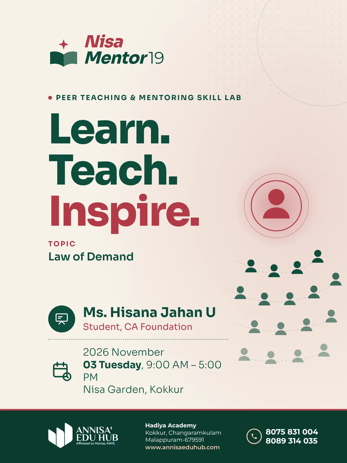Nisa Mentor 19: Law of Demand, by Ms. Hisana Jahan U
